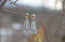 Load image into Gallery viewer, Wild Pine Earrings with Amber Stones