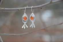 Load image into Gallery viewer, Tiny Alpenglow Earrings with Carnelian Stones