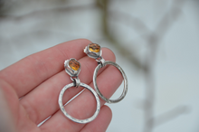 Load image into Gallery viewer, Small Moonlight Hoops with Citrine Stones