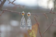 Load image into Gallery viewer, Wild Pine Earrings with Amber Stones
