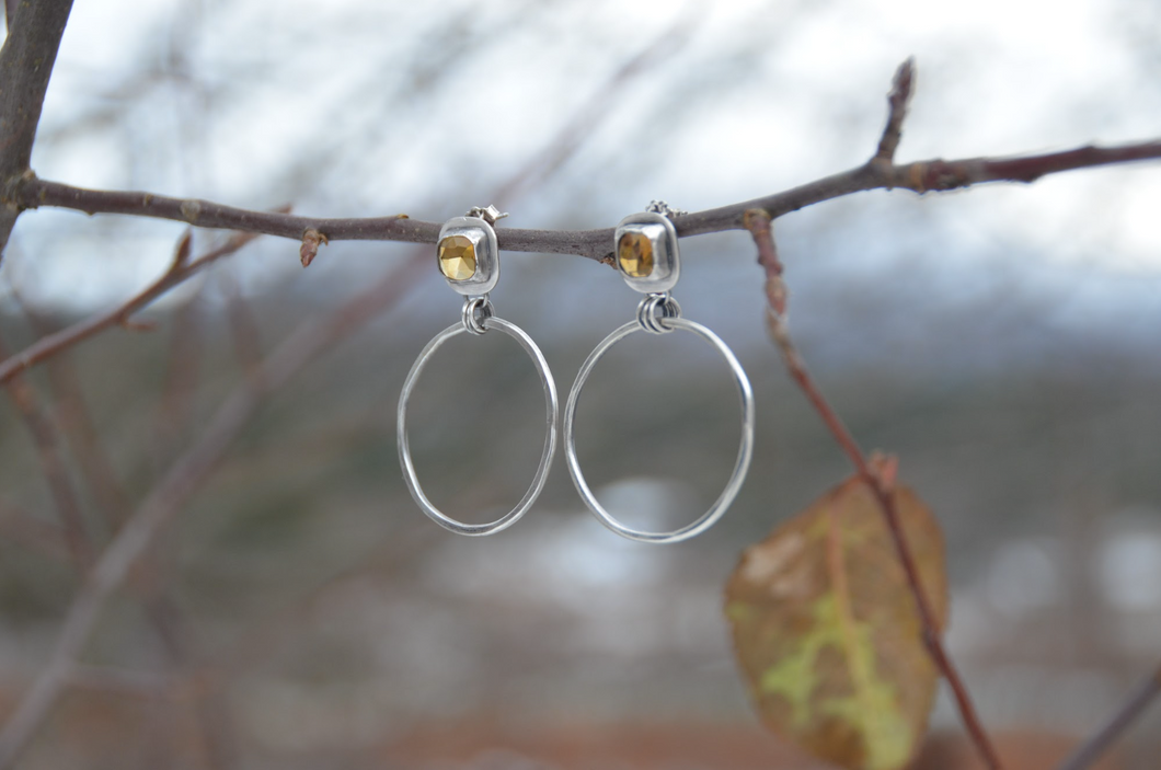 Large Moonlight Hoops with Citrine Stones