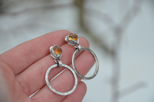 Load image into Gallery viewer, Small Moonlight Hoops with Citrine Stones
