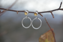 Load image into Gallery viewer, Small Moonlight Hoops with Citrine Stones
