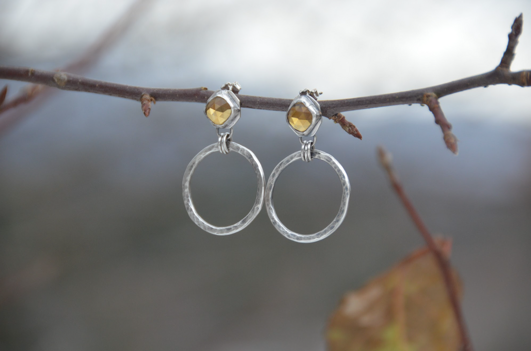 Small Moonlight Hoops with Citrine Stones